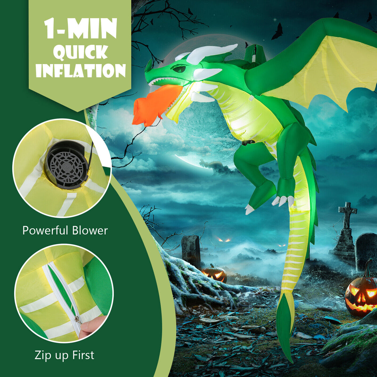 5 Feet Hanging Inflatable Dragon Decoration for Halloween Yard & Porch