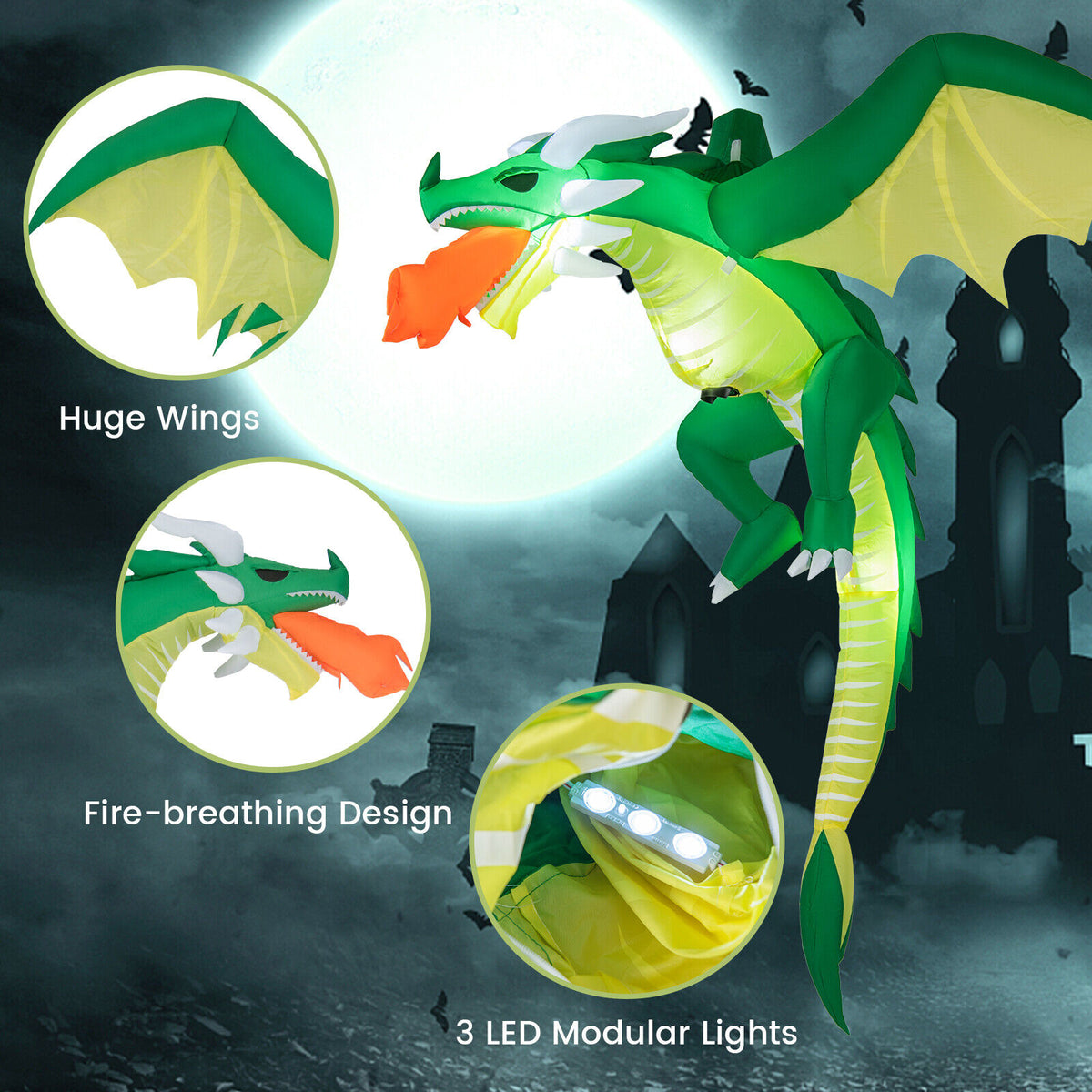5 Feet Hanging Inflatable Dragon Decoration for Halloween Yard & Porch