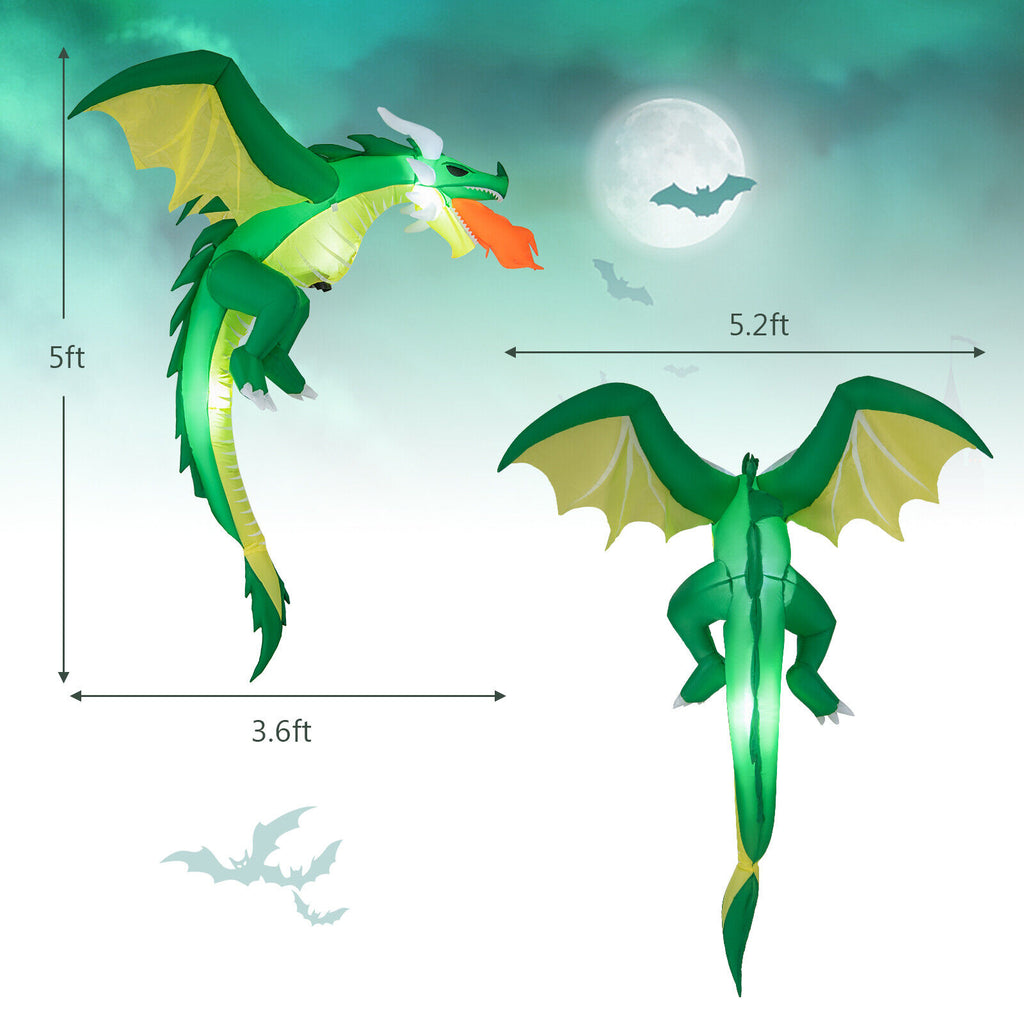 5 Feet Hanging Inflatable Dragon Decoration for Halloween Yard & Porch