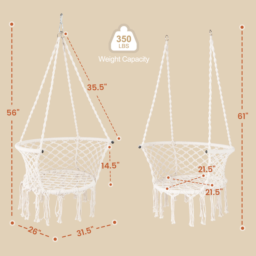Macrame Hammock Chair Swing - Beige