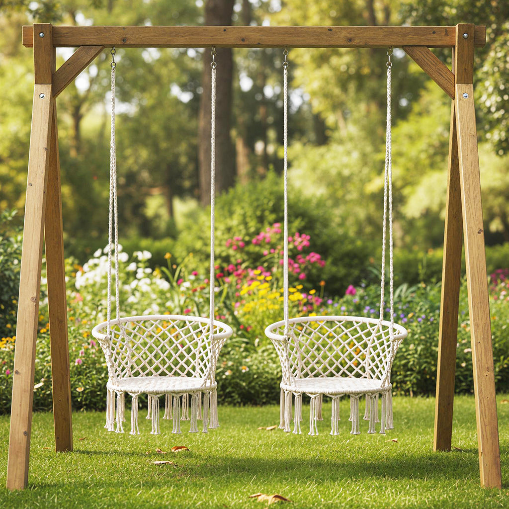 Macrame Hammock Chair Swing - Beige