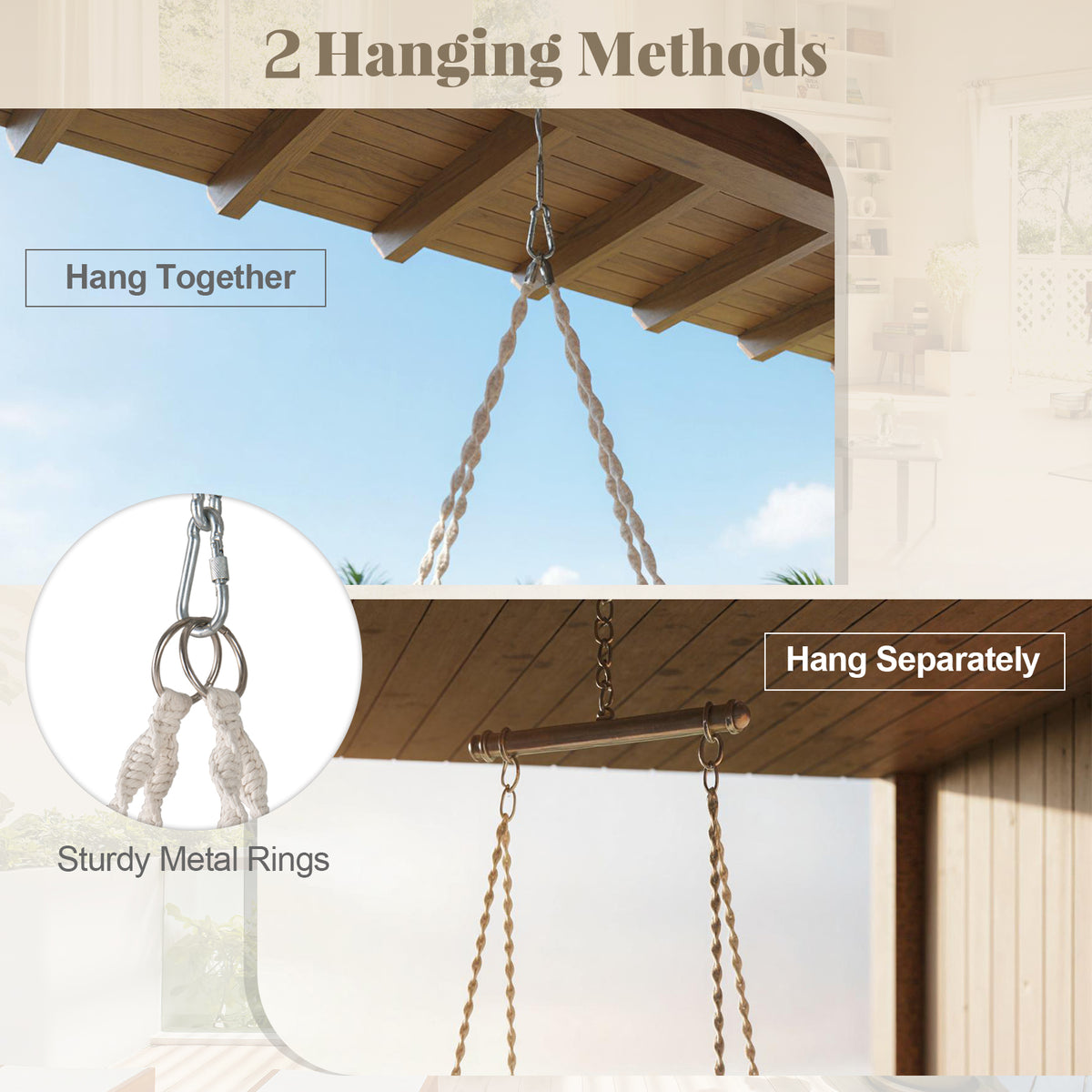 Macrame Hammock Chair Swing - Beige