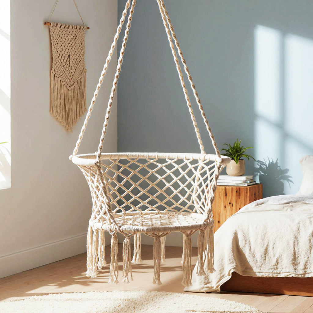 Macrame Hammock Chair Swing - Beige