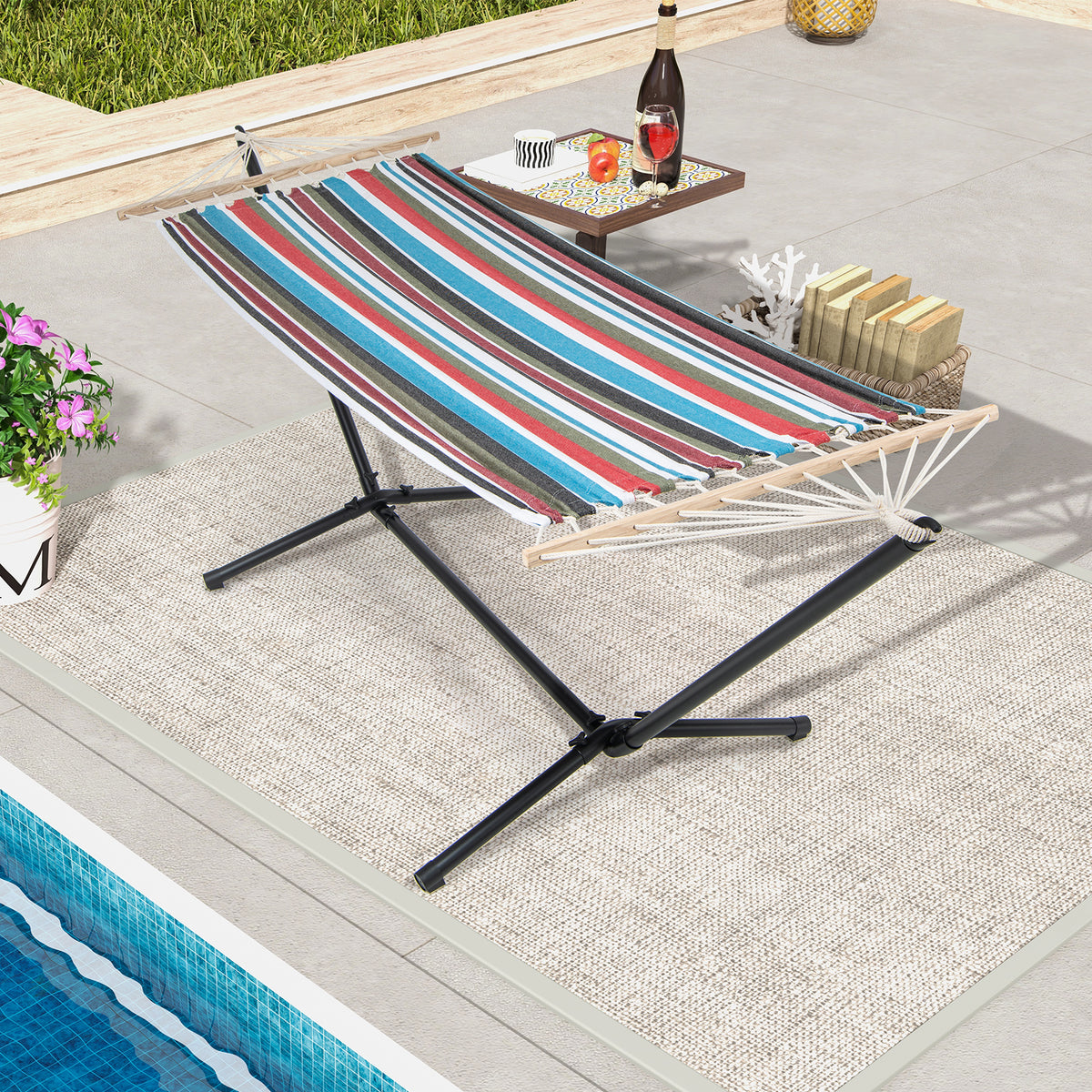 Hammock with Stand and Carrying Case - Multicolor
