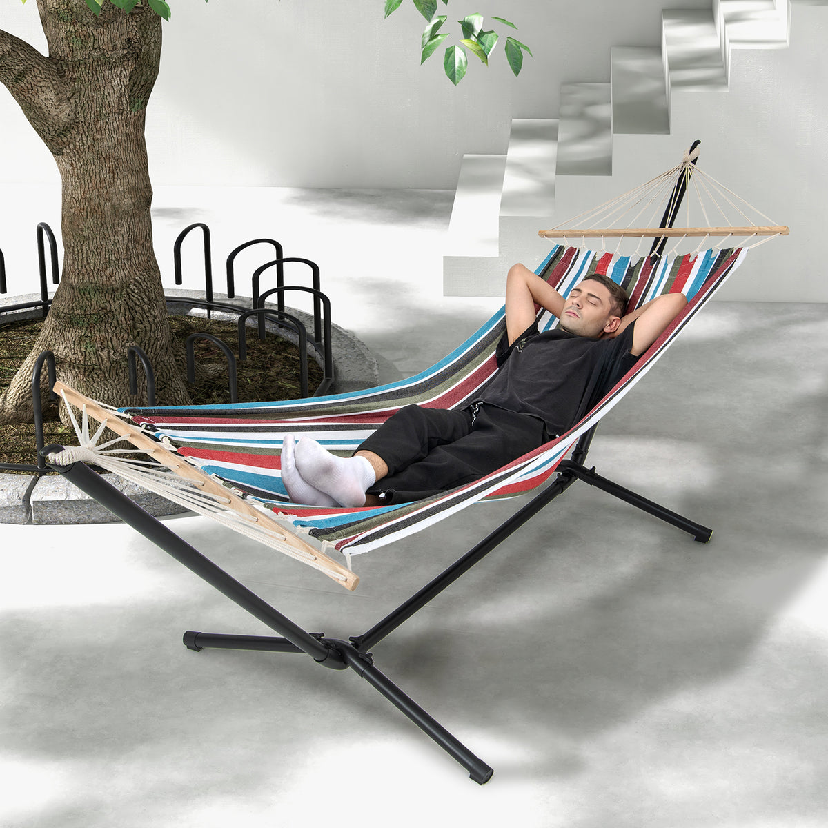 Hammock with Stand and Carrying Case - Multicolor