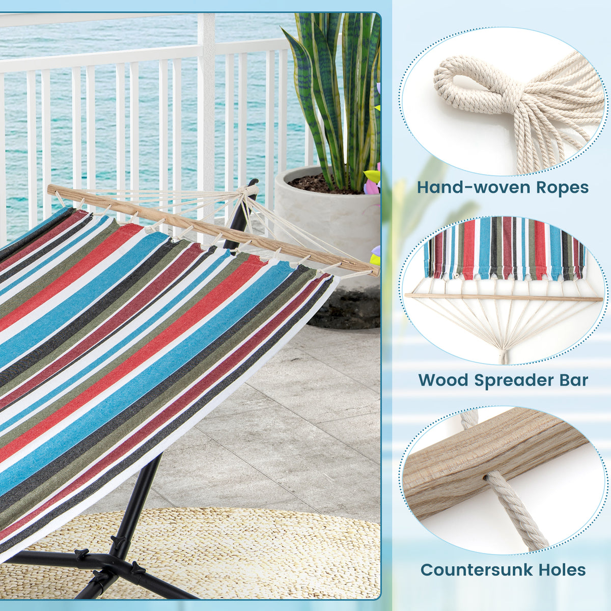 Hammock with Stand and Carrying Case - Multicolor
