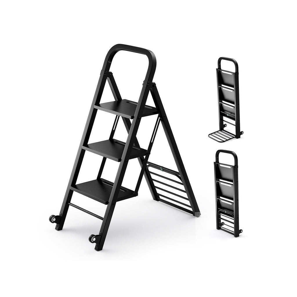 2 in 1 Hand Truck and Ladder Combo with Rubber Wheels Handle