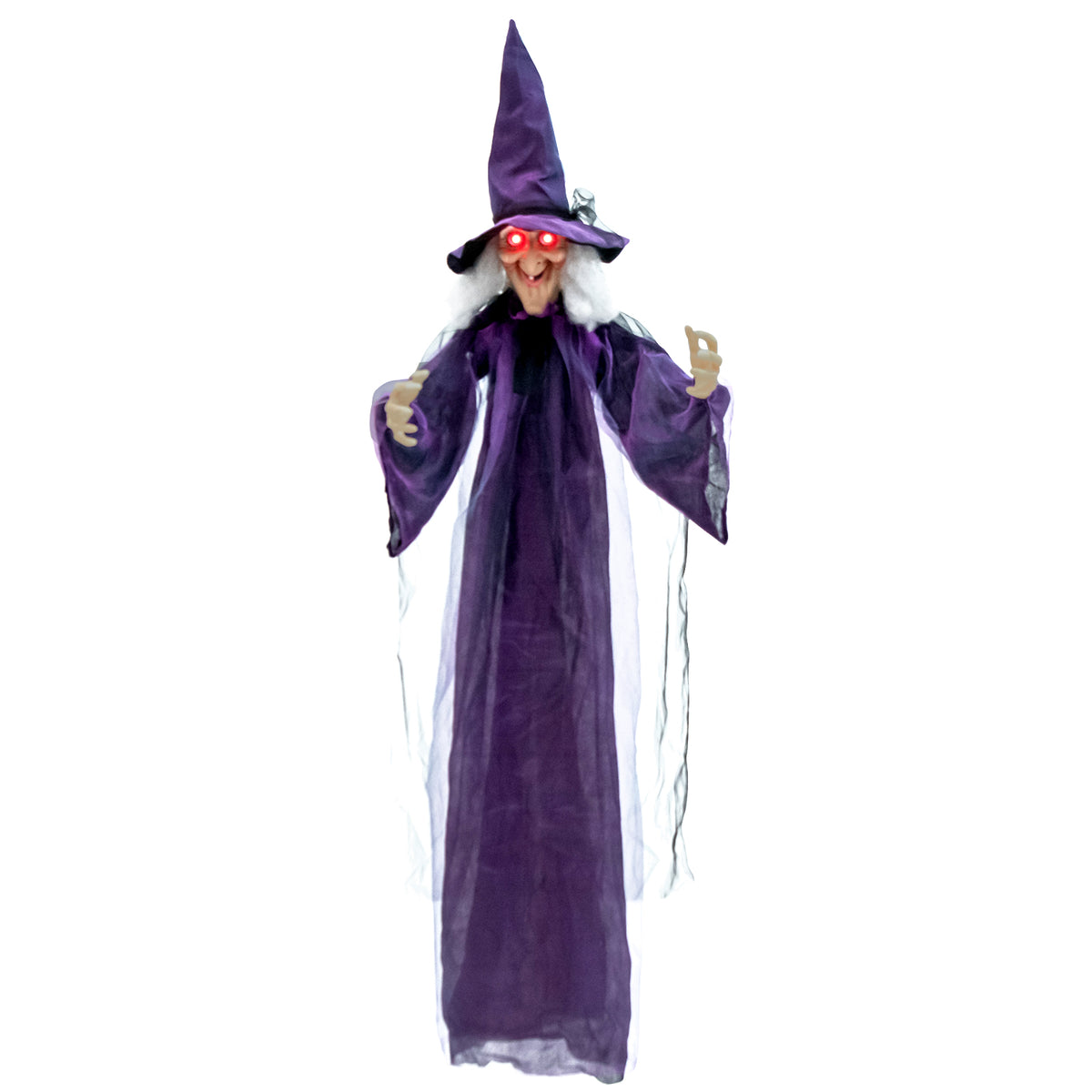 Hanging Halloween Witch Decoration with Pre-Recorded Phrases - Spooky Animated Yard Decor