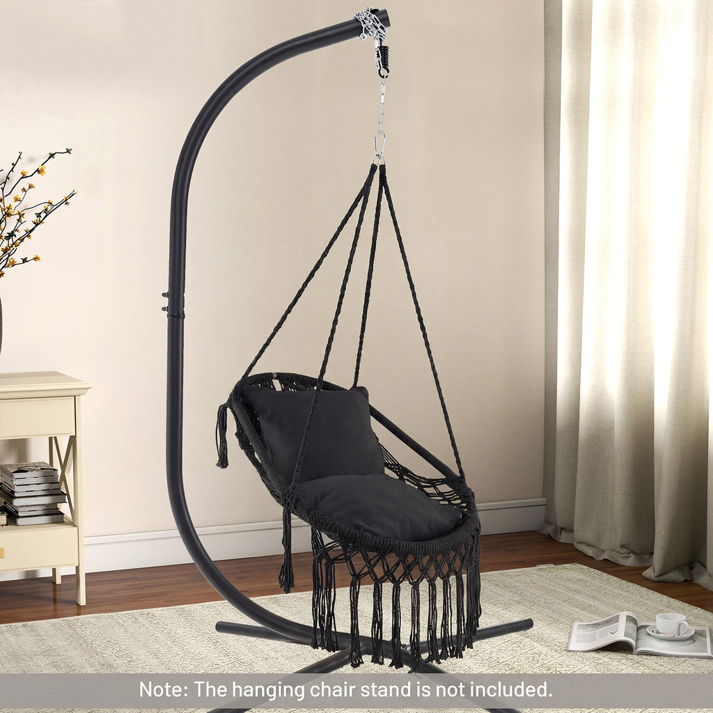 Hanging Hammock Chair with 2 Cushions - Black