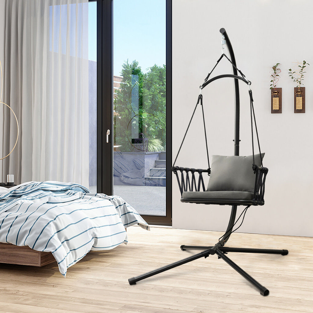 Hanging Swing Chair with Stand - Style 2, Gray