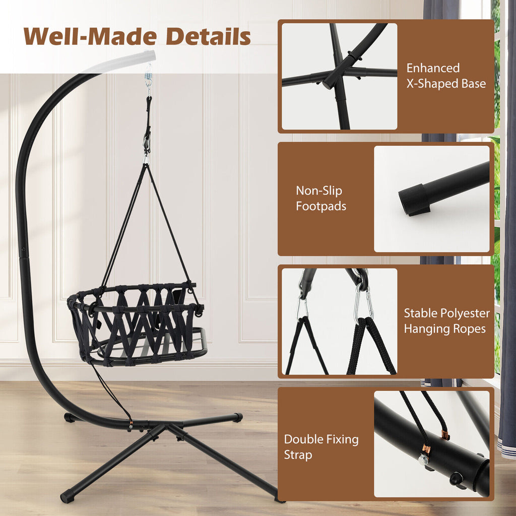 Hanging Swing Chair with Stand - Style 2, Gray