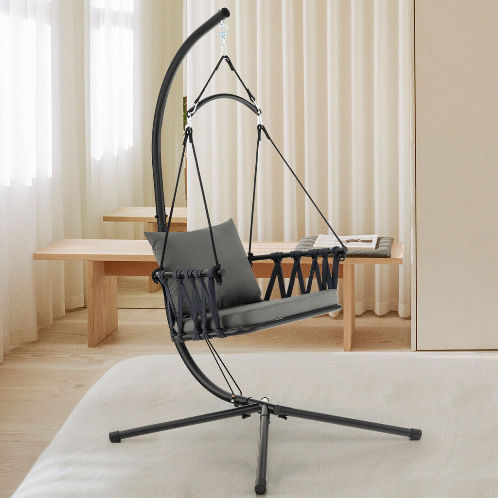 Hanging Swing Chair with Stand - Style 2, Gray