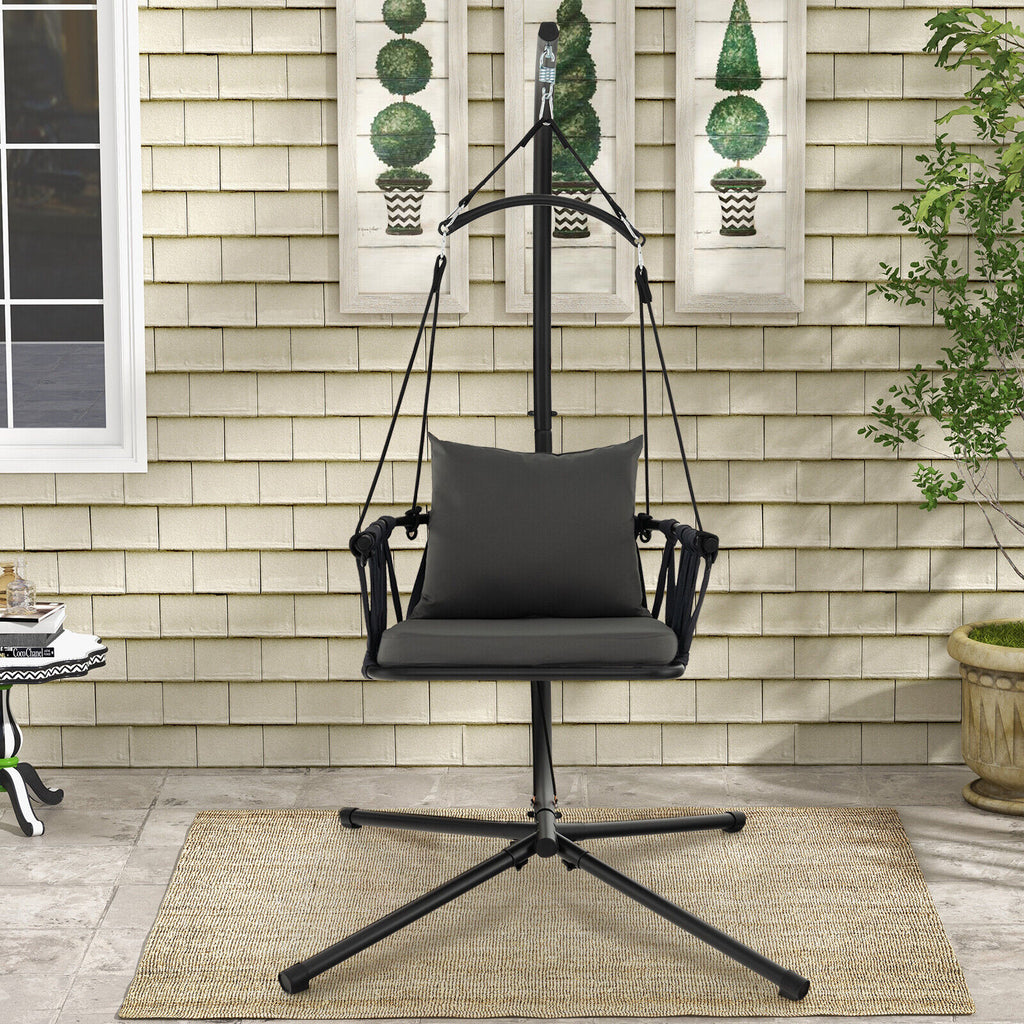 Hanging Swing Chair with Stand - Style 2, Gray