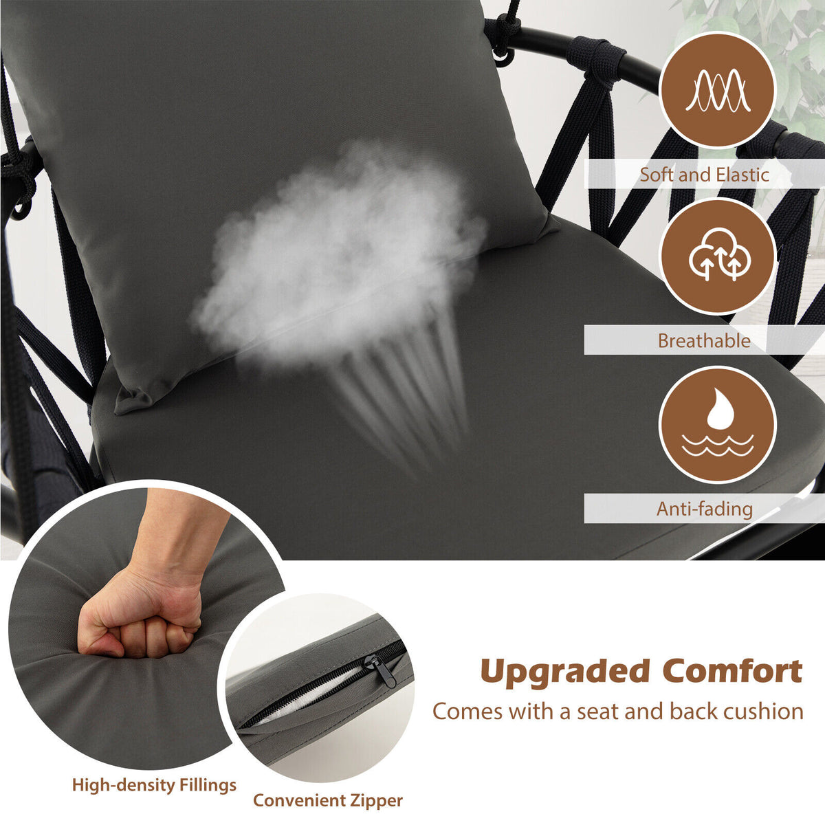 Hanging Swing Chair with Stand - Style 2, Gray