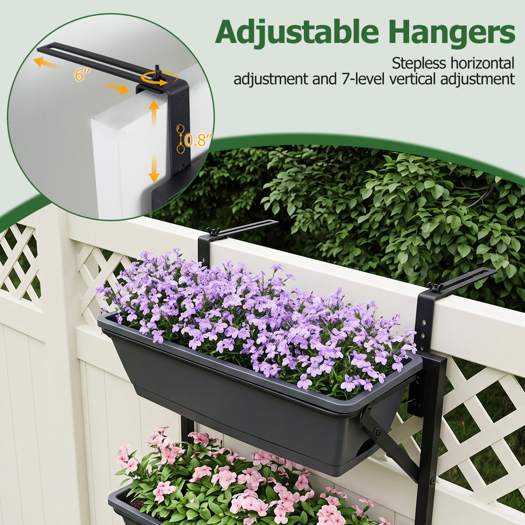3-Tier Hanging Vertical Planter Wall-Mount, Black