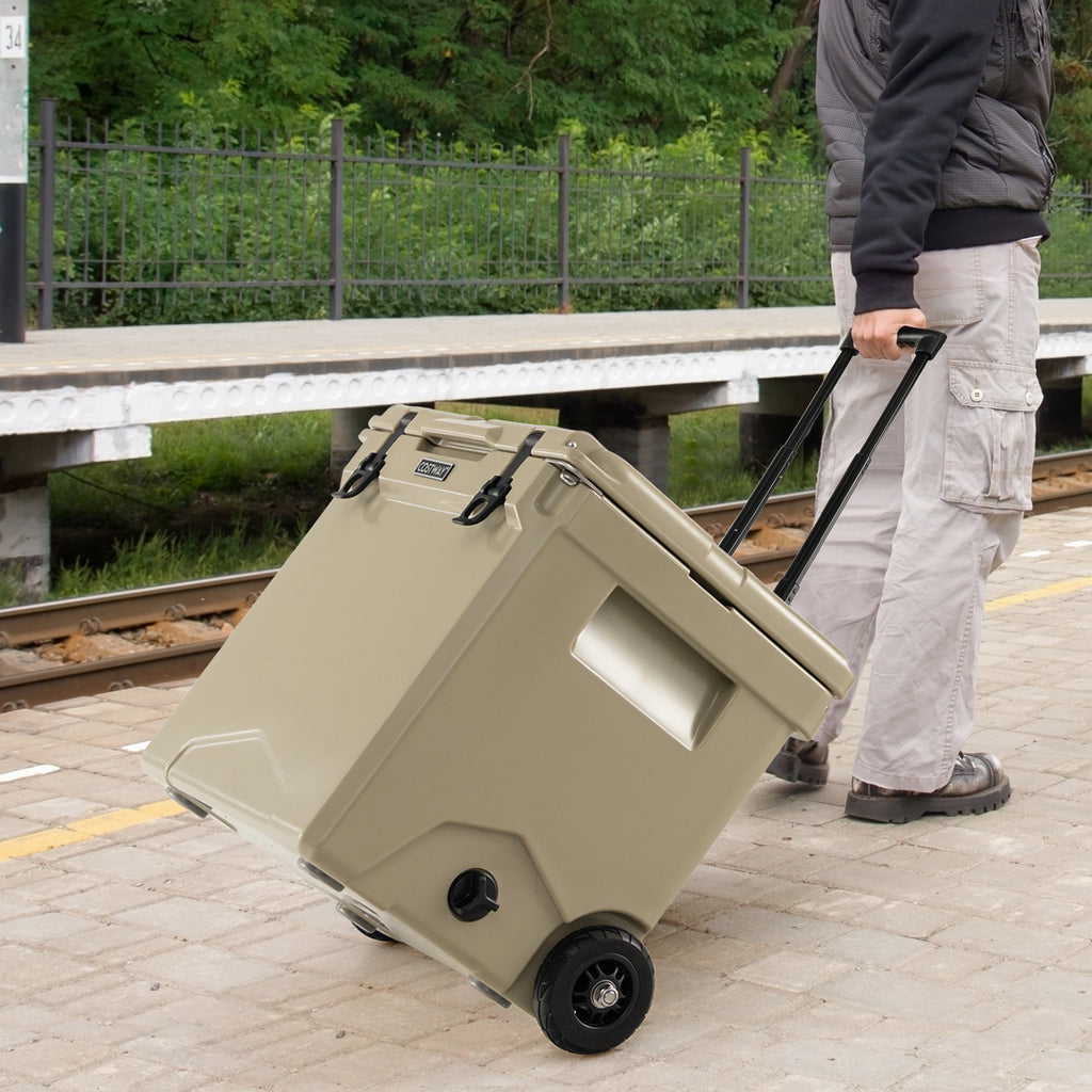 42 Quart Insulated Large Hard Cooler with Wheels and Handle