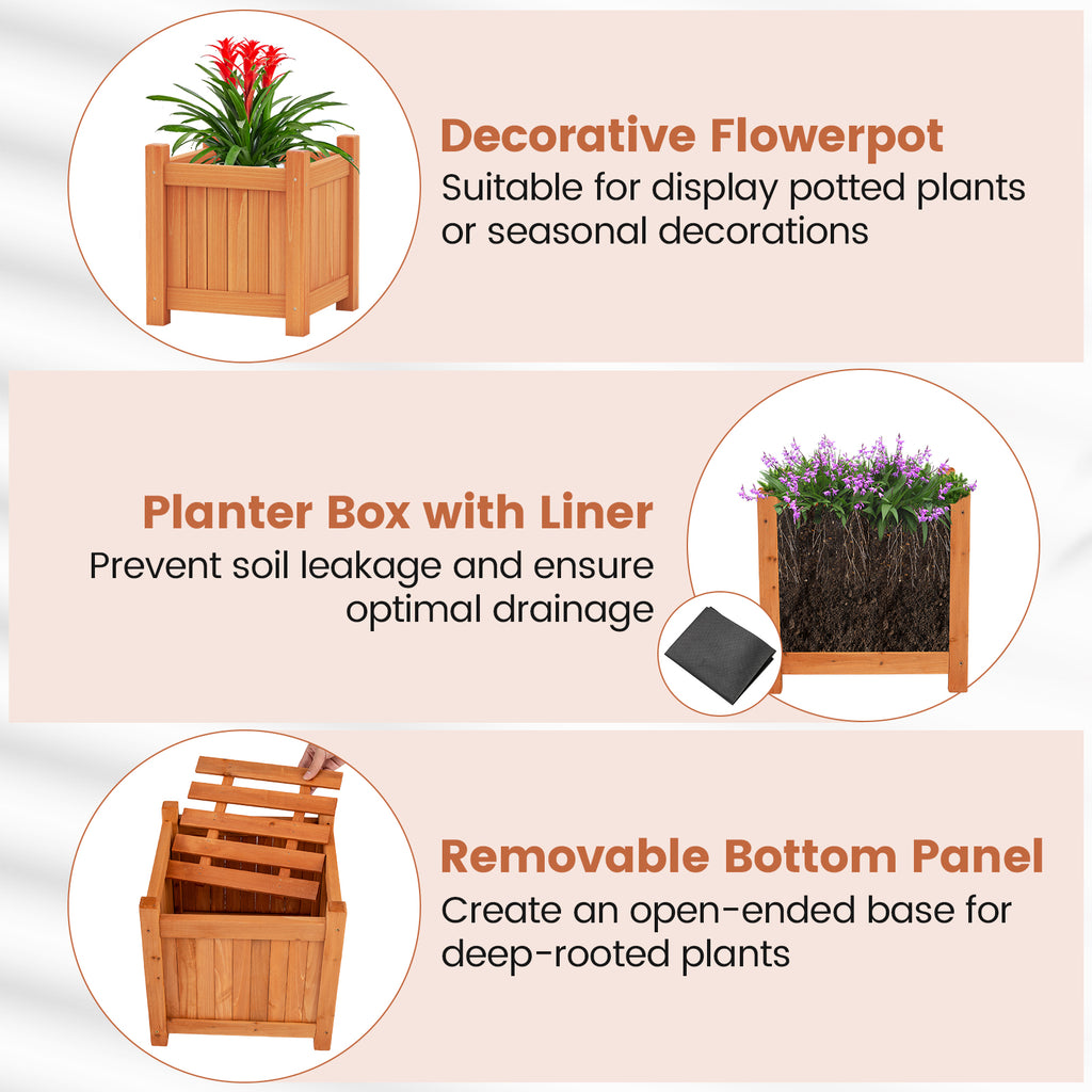 Hardwood Planter Box with Bench Garden 2 Side Flower Boxes