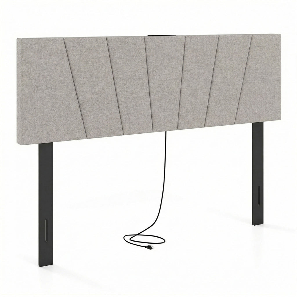 Upholstered Headboard for Queen and Full Size Bed – Gray