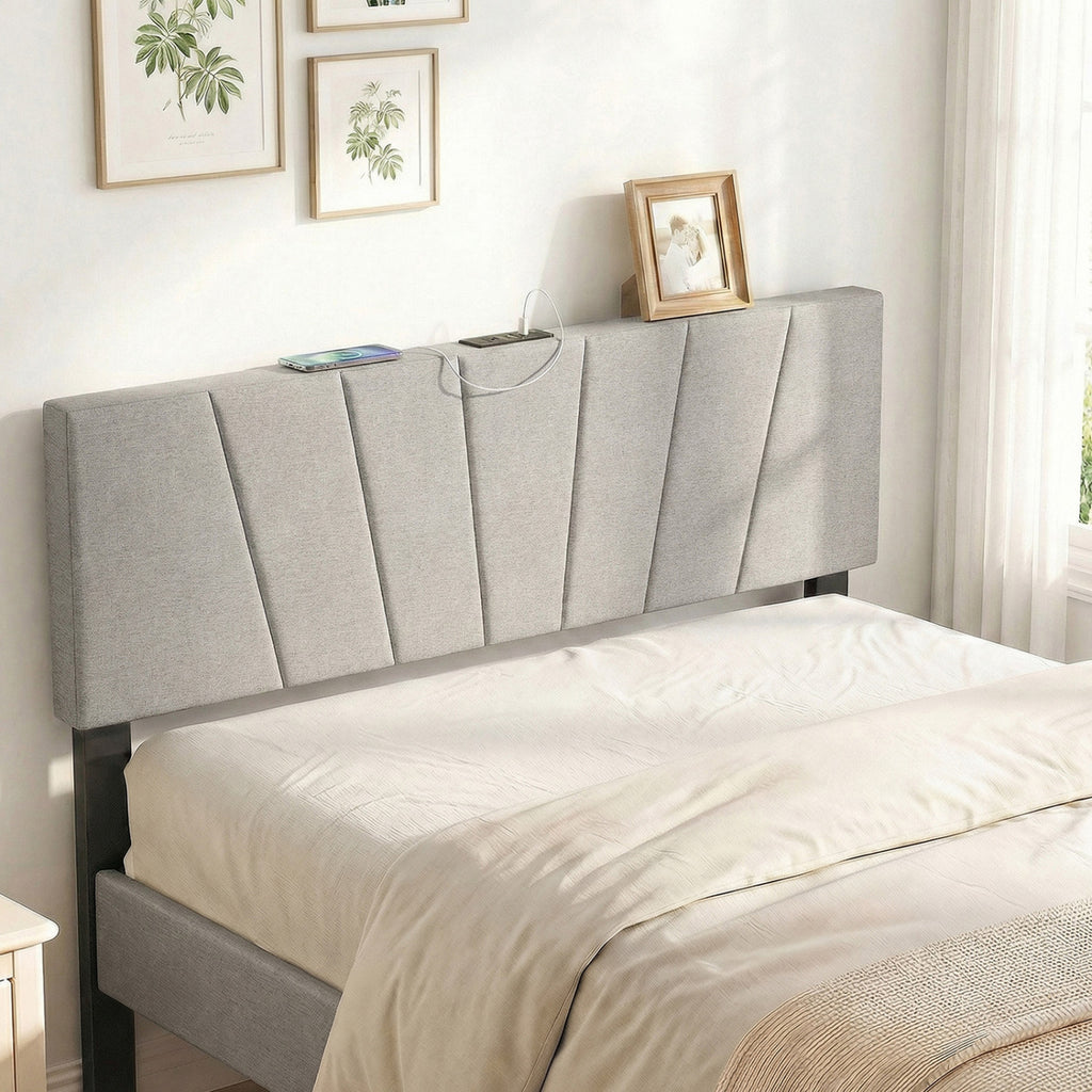Upholstered Headboard for Queen and Full Size Bed – Gray
