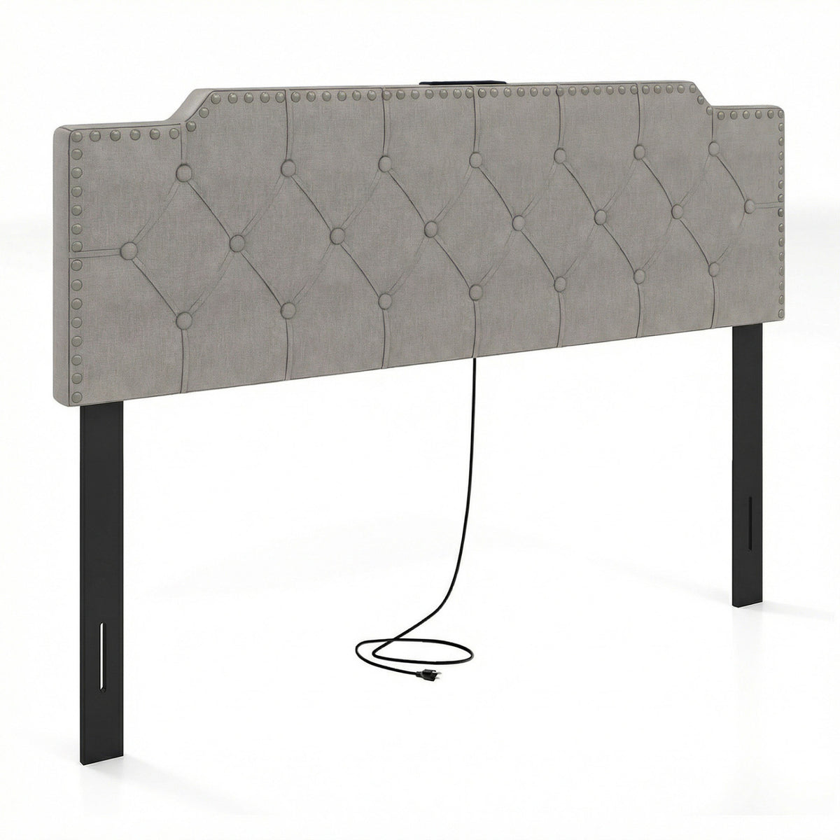 Tufted Upholstered Headboard for Queen & Full Size Beds - Gray