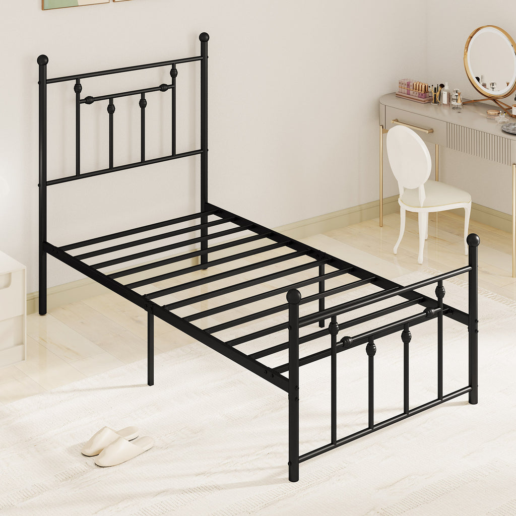 Twin Size Metal Bed Frame with Headboard - Right Angle