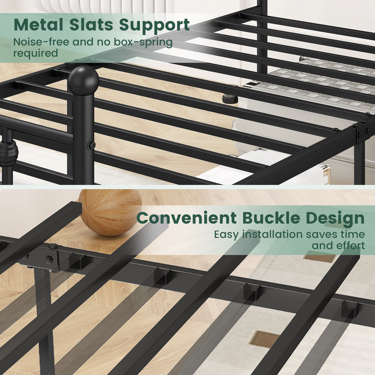 Twin Size Metal Bed Frame with Headboard - Right Angle
