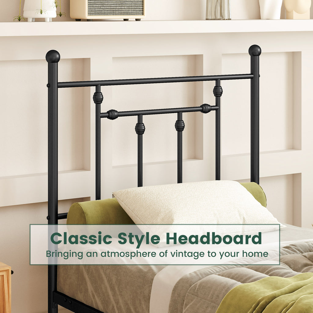 Twin Size Metal Bed Frame with Headboard - Right Angle