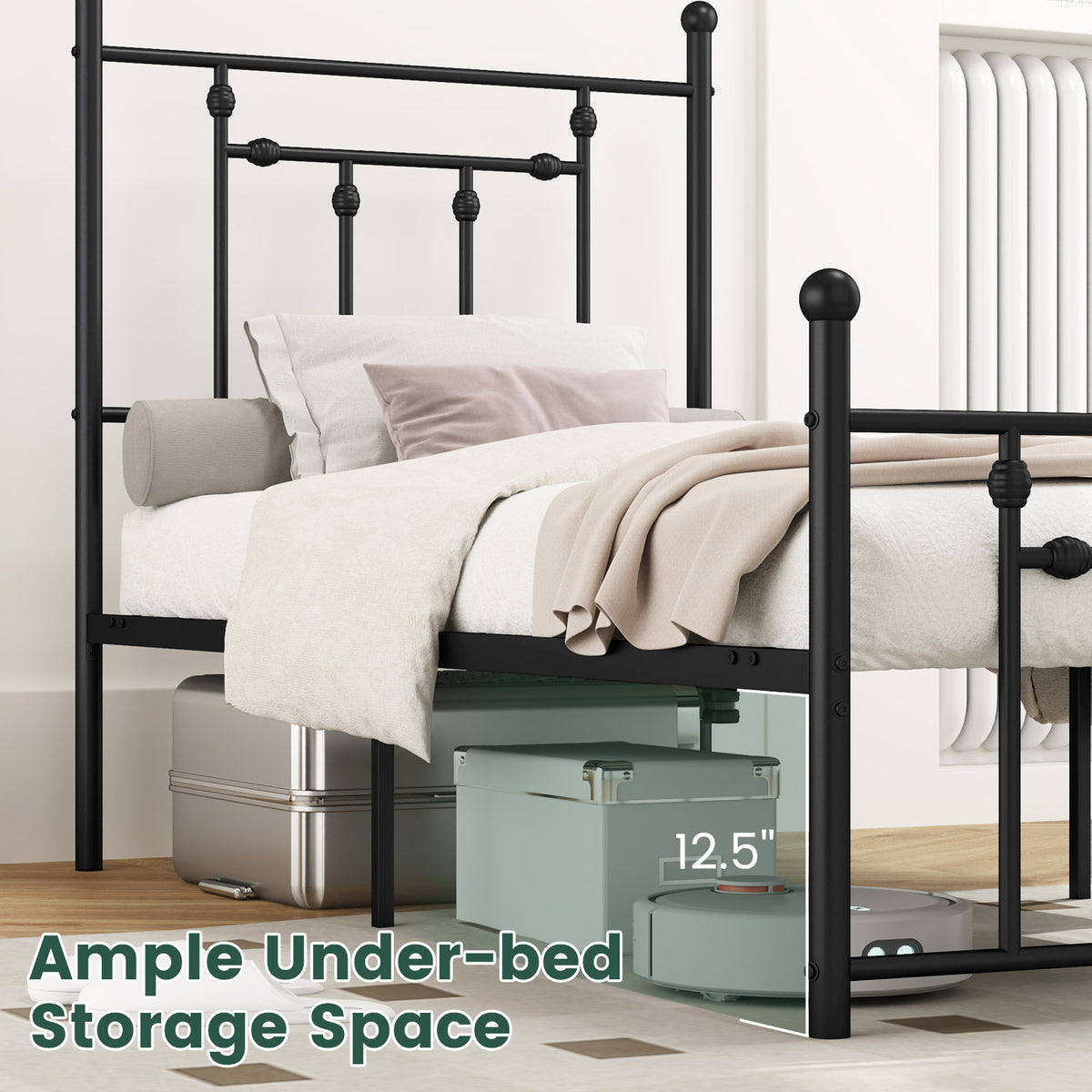 Twin Size Metal Bed Frame with Headboard - Right Angle