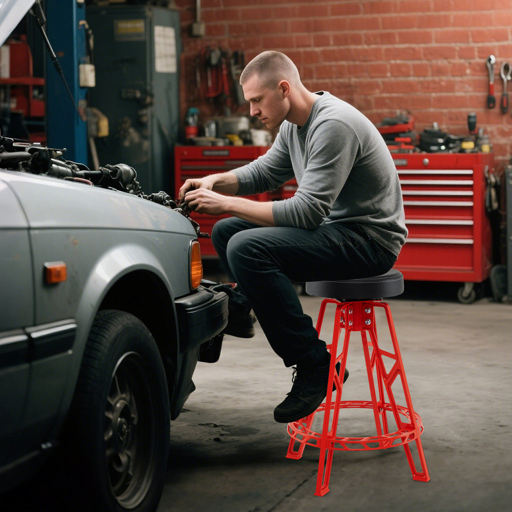 Heavy-Duty Aluminum Garage Bar Chair with 360° Swiveling Seat