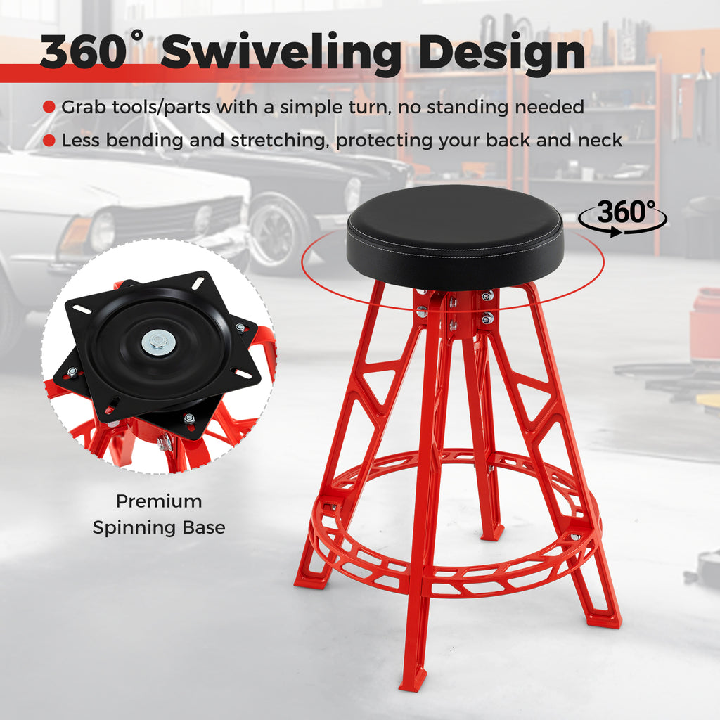 Heavy-Duty Aluminum Garage Bar Chair with 360° Swiveling Seat