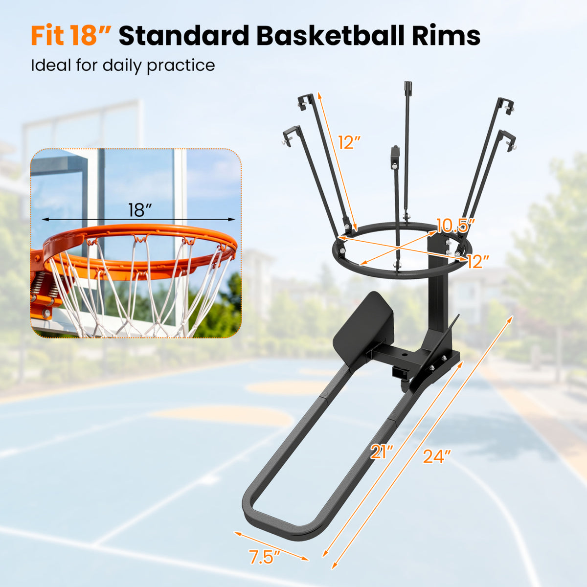 Heavy-Duty Basketball Return Attachment with 6 Hooks - Indoor Outdoor Training