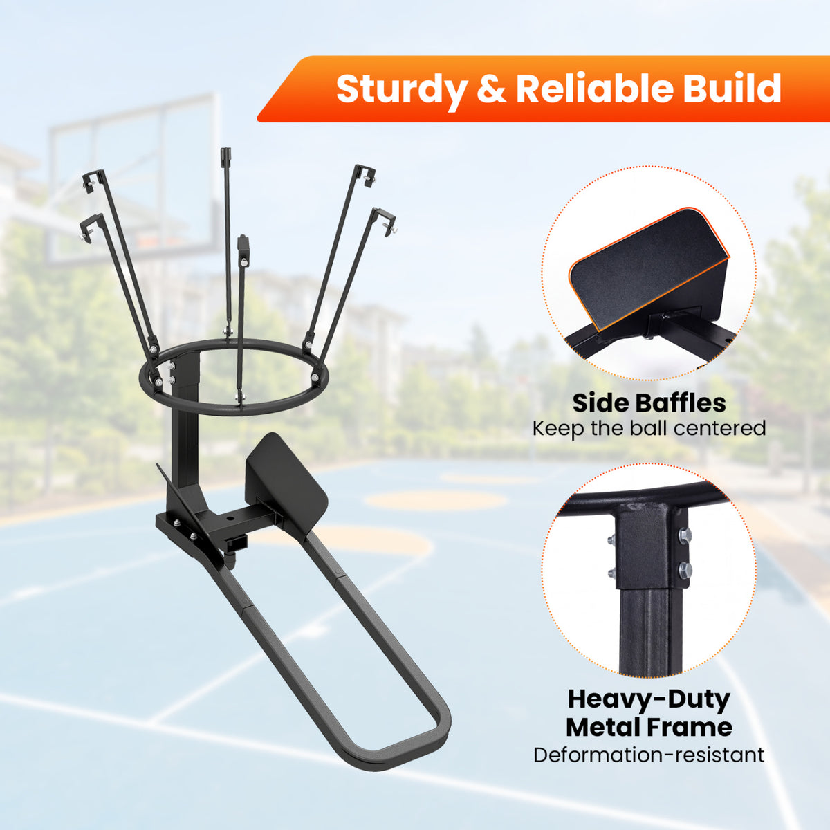 Heavy-Duty Basketball Return Attachment with 6 Hooks - Indoor Outdoor Training