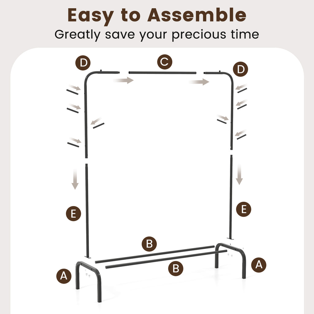 Heavy Duty Clothes Rack 50-Inch Wide Metal Garment Rack, Black