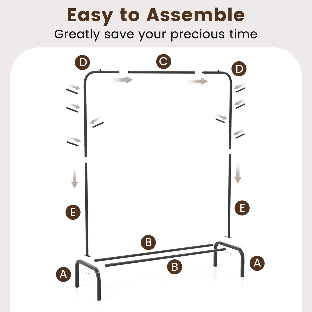 Heavy Duty Clothes Rack 50-Inch Wide Metal Garment Rack, Black