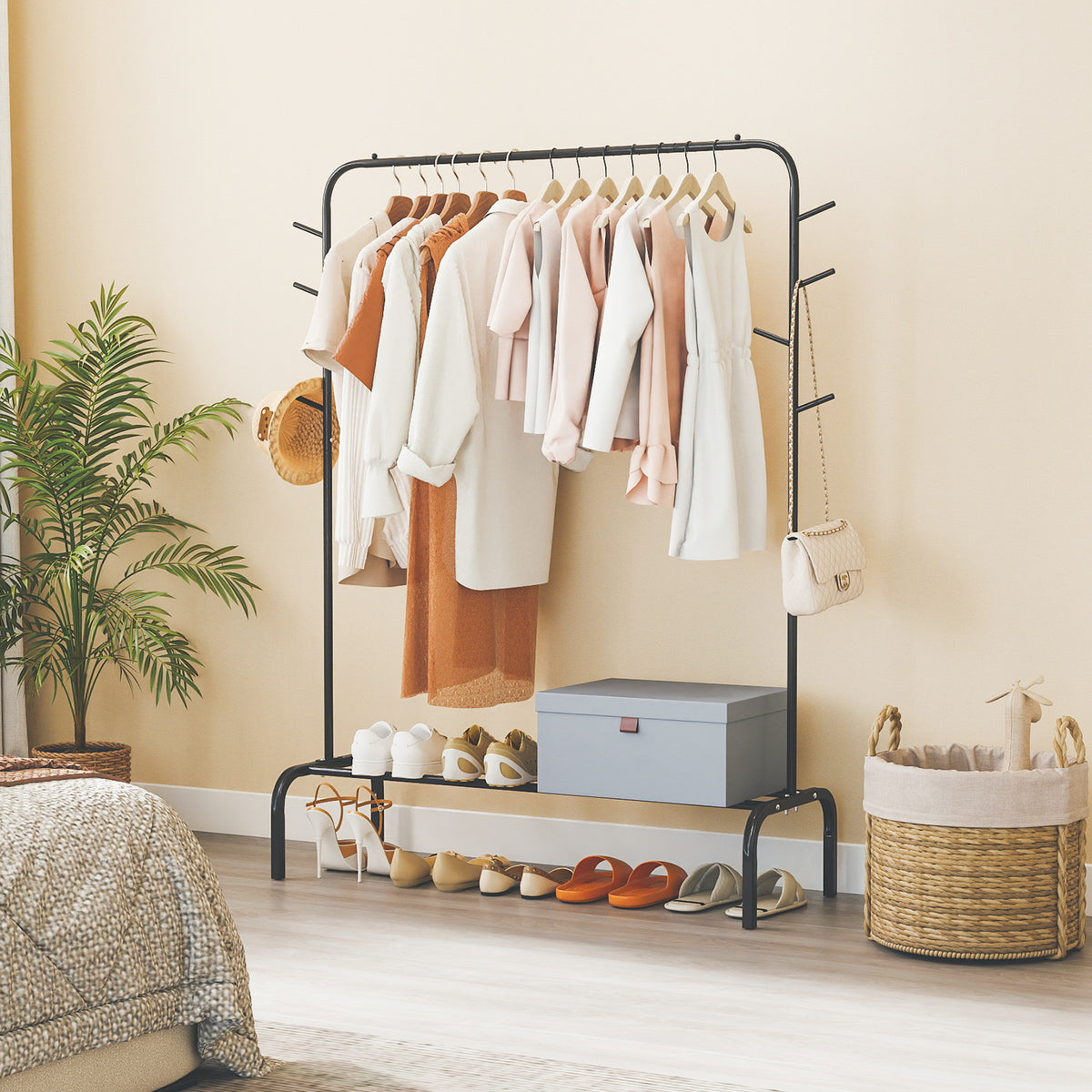 Heavy Duty Clothes Rack 50-Inch Metal Garment Rack - Black