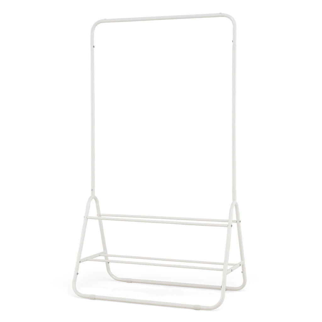 Heavy Duty Clothes Rack with Hanging Rod and Storage Shelves - White