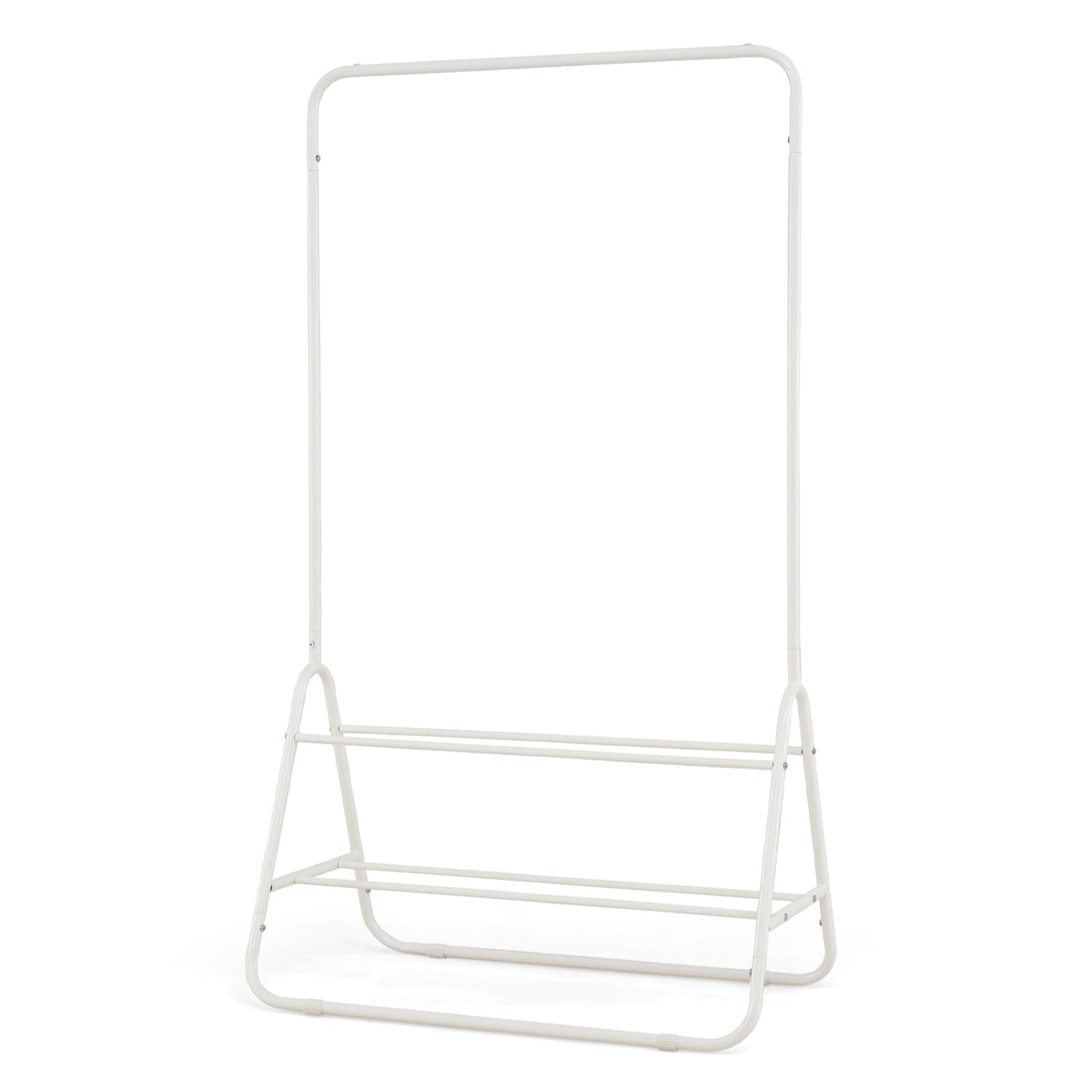 Heavy Duty Clothes Rack with Hanging Rod and Storage Shelves - White