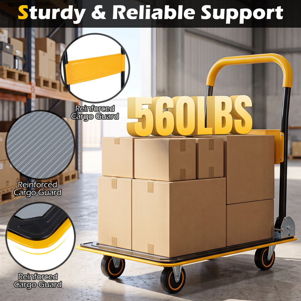 Heavy Duty Foldable Push Cart Dolly with 560 lbs Weight Capacity