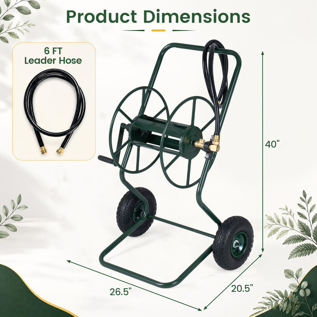 Heavy Duty Garden Hose Reel Cart Holds up to 300 FT of 5/8"