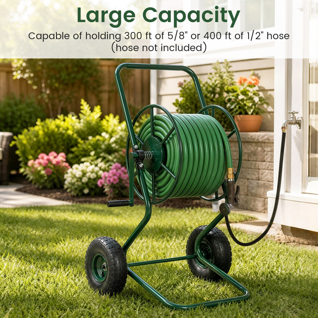 Heavy Duty Garden Hose Reel Cart Holds up to 300 FT of 5/8"