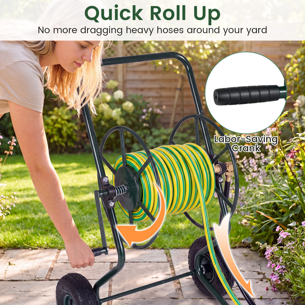Heavy Duty Garden Hose Reel Cart Holds up to 300 FT of 5/8"