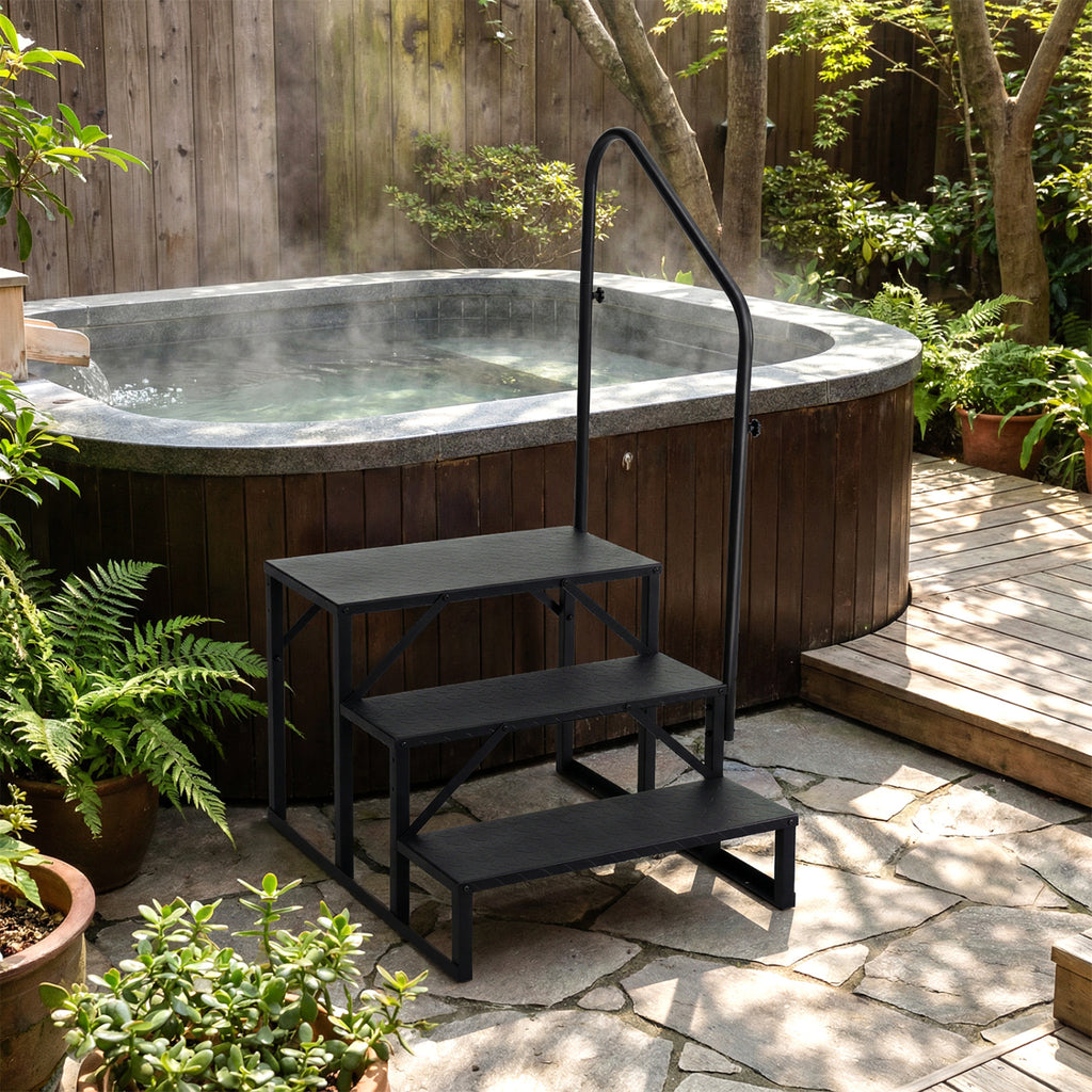 Heavy Duty Hot Tub Stair with Wide Anti-Slip Platforms for Porch and