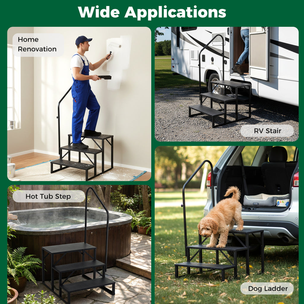 Heavy Duty Hot Tub Stair with Wide Anti-Slip Platforms for Porch and