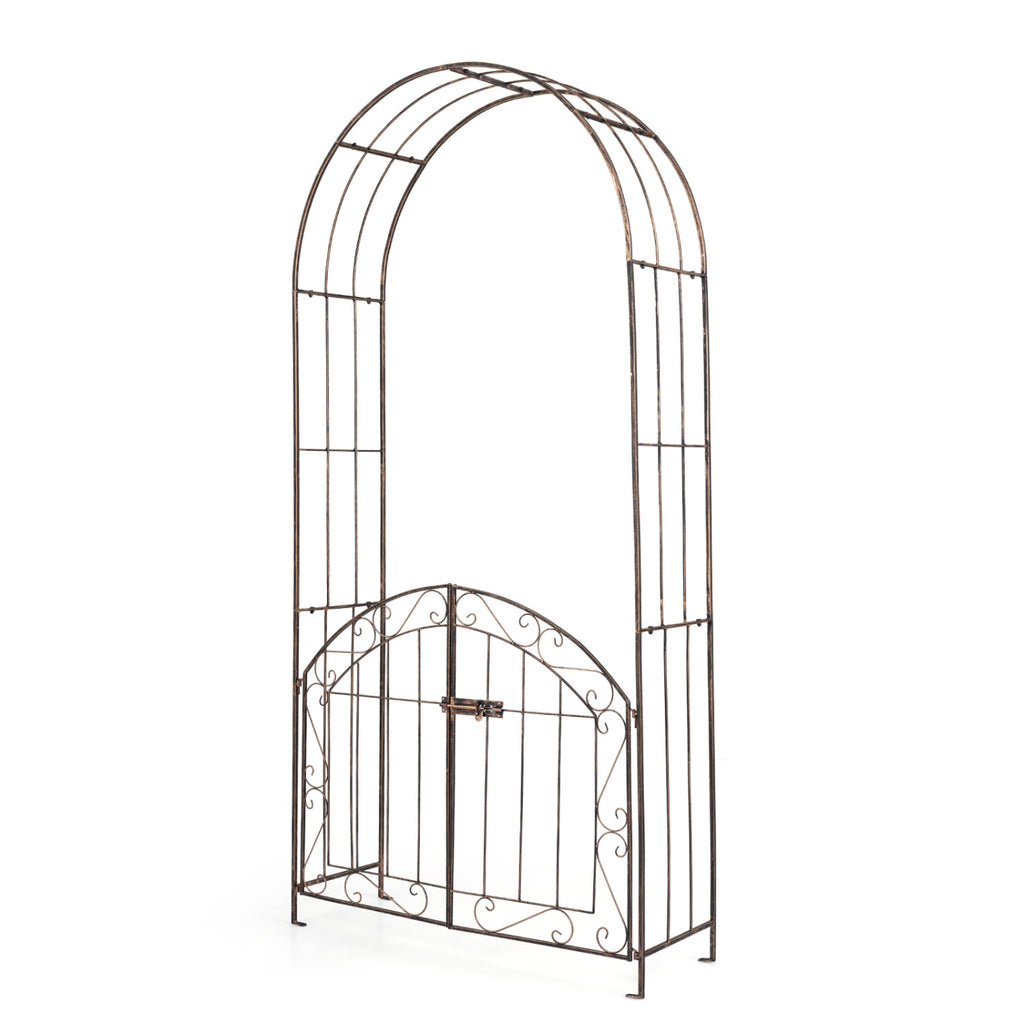 Heavy-Duty Metal Garden Arch with Gate and Safety Latch