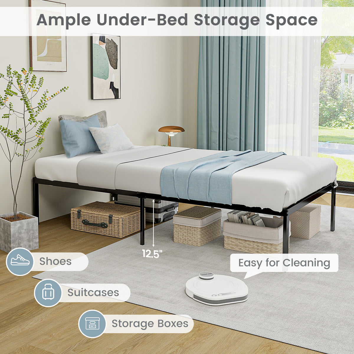 Heavy Duty Metal Platform Bed Frame – Twin Size