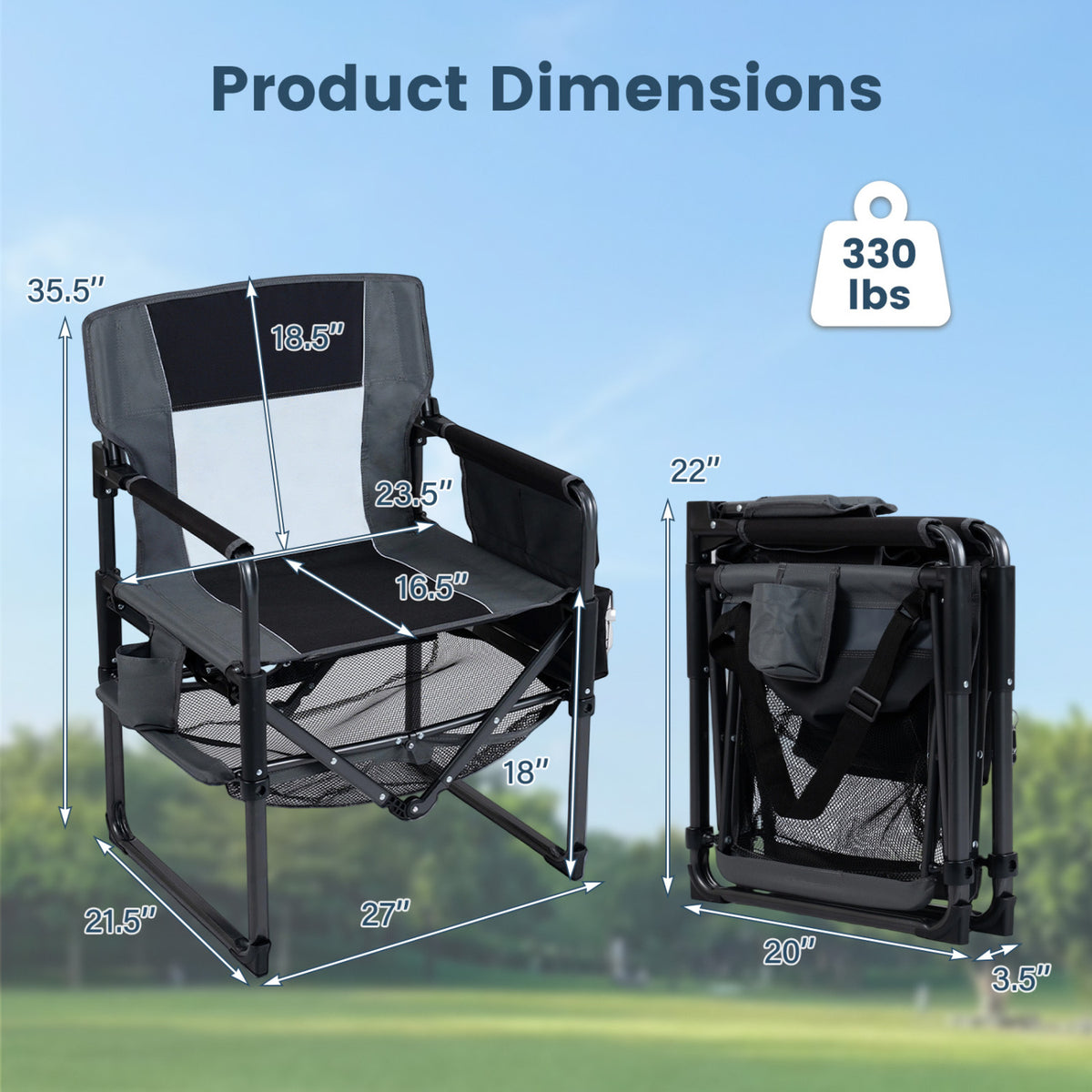 Set of 2 Heavy Duty Outdoor Camping Chair with Cup Holder