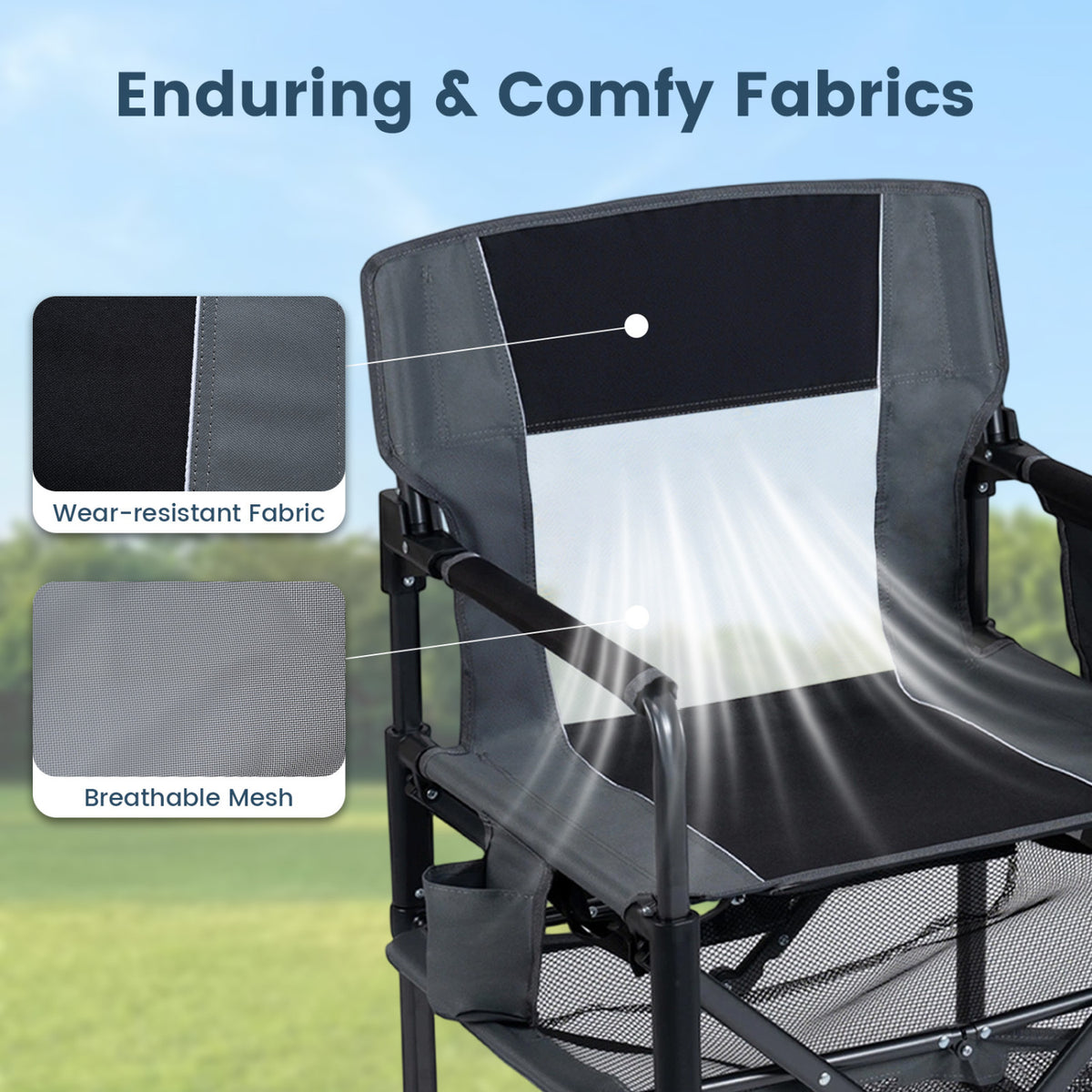 Set of 2 Heavy Duty Outdoor Camping Chair with Cup Holder