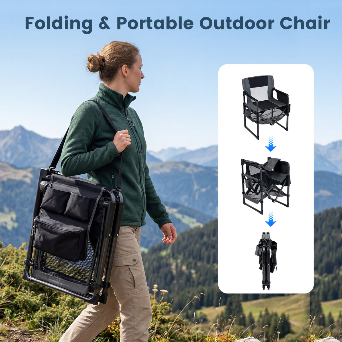 Set of 2 Heavy Duty Outdoor Camping Chair with Cup Holder