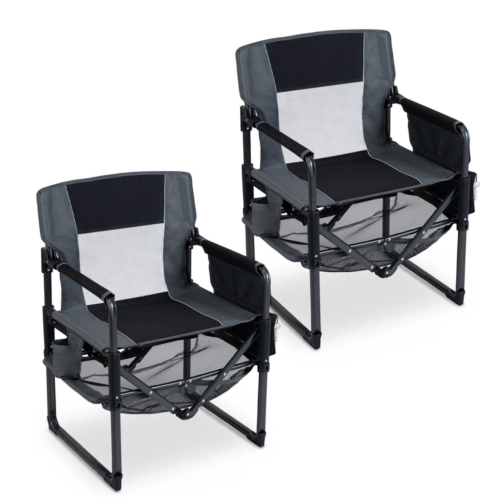 Set of 2 Heavy Duty Outdoor Camping Chair with Cup Holder