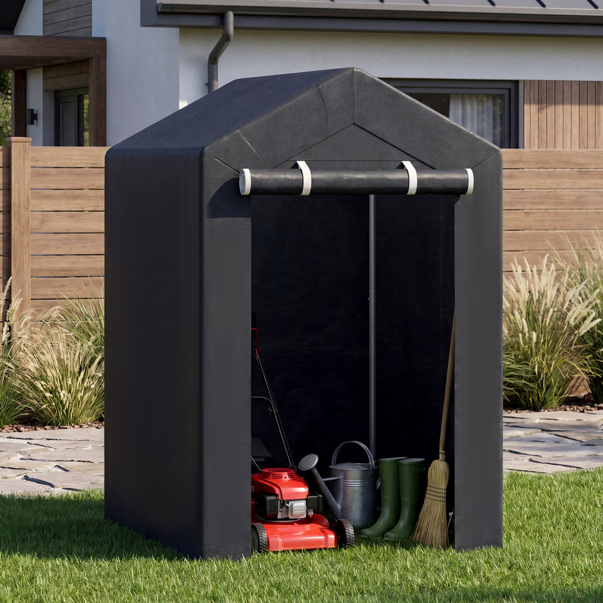 Heavy-Duty Portable Storage Shed with Roll-up Zipper Door